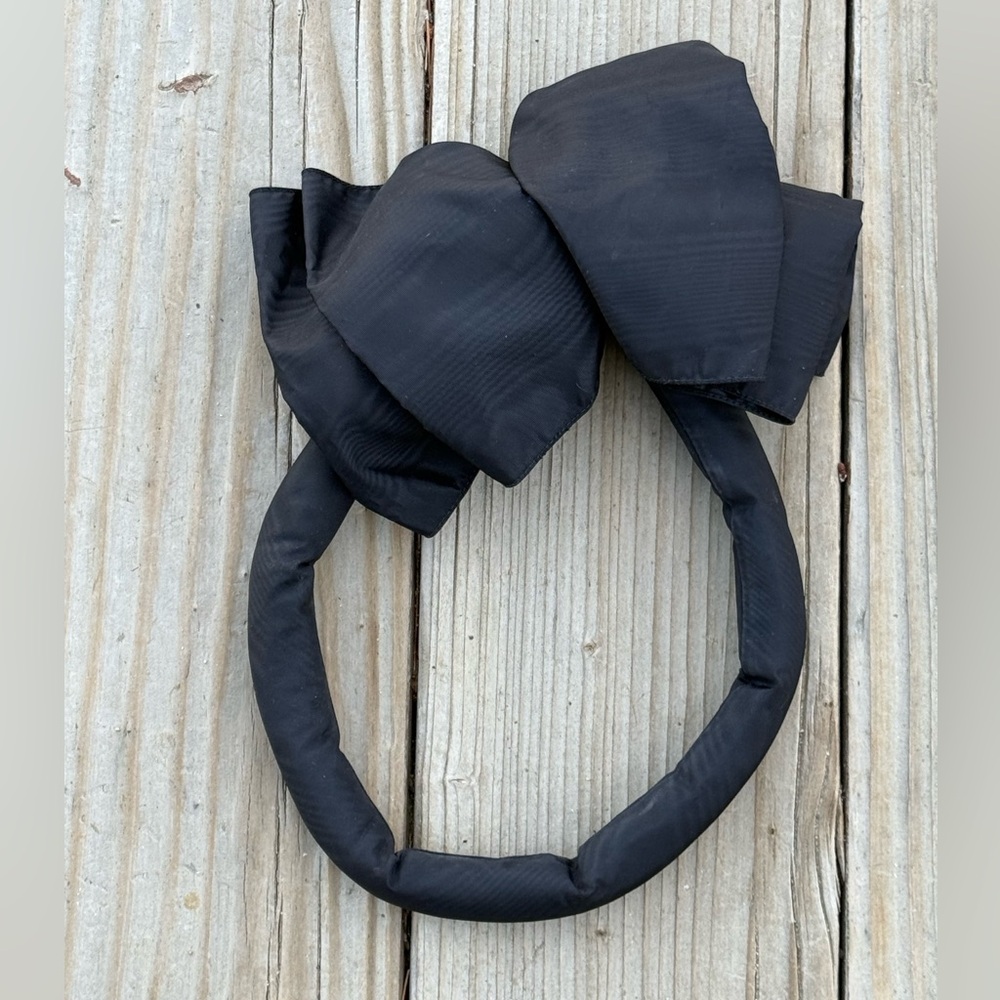 1980s Peak Madonna Era Black Padded Headband with Bow